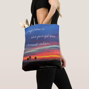 Tote Bag Blue Orange Sunset Photo Une Citation De Rêve Uniq