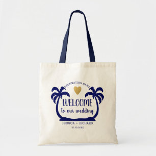 Tote Bag Blue Palm Trees Destination Mariage Hôtel Bienvenu