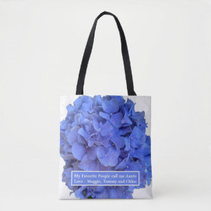 Tote Bag Blue periwinkel élégantes hydrangées florales