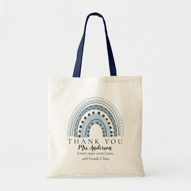 Tote Bag Blue Rainbow Teacher Merci Classe Cadeau (Devant)