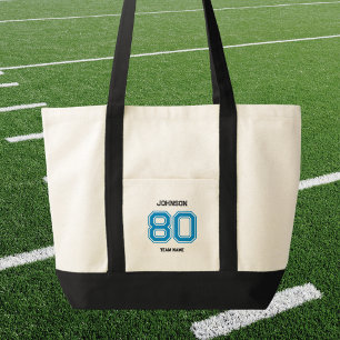Tote Bag Blue Sports Team Custom Nom du joueur Numéro de l'