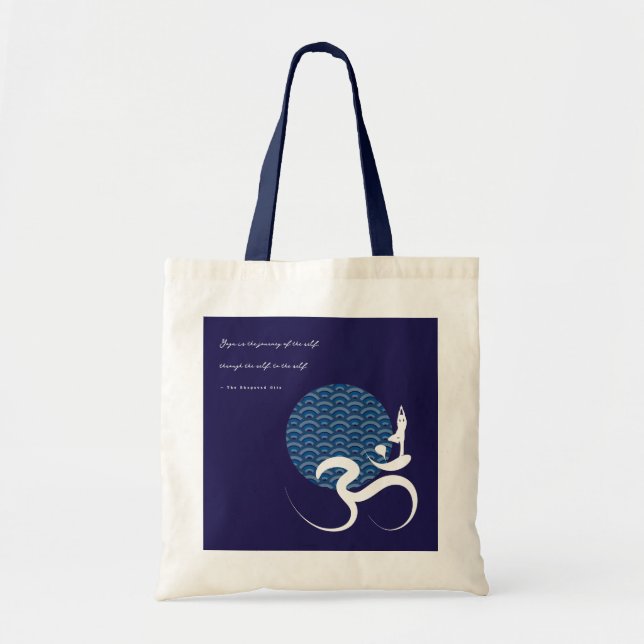 Tote Bag Blue Sun Yoga Spirituelle Asiatique Om Aum Calligr (Devant)
