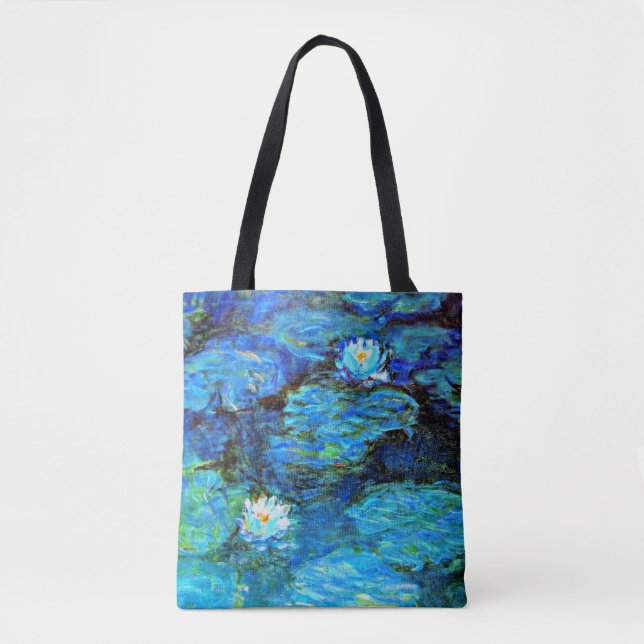 Tote Bag Blue Water-Lys, peinture d'art (Devant)