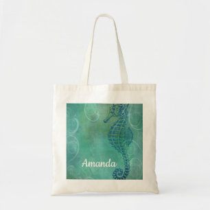 Tote Bag Blue Waters, Seahorse et Flourish