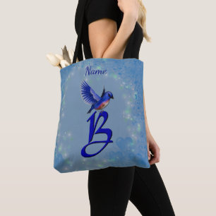 Tote Bag Bluebird Monogramme Initial B Votre nom