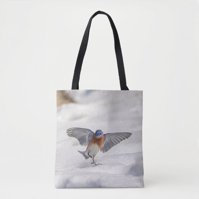 Tote Bag Bluebird oriental dansant dans la neige (Devant)