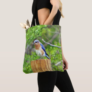 Tote Bag Bluebird sur un poteau de clôture