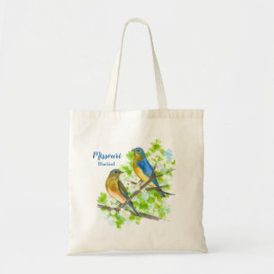 Tote Bag Bluebirds Floroming Spring Tree Personnalisé