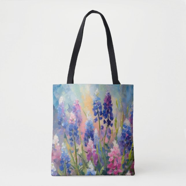 Tote Bag Bluebonnets Art Floral Abstrait (Devant)
