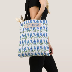 Tote Bag Bluebonnets Texas Blue Flowers Aquarelle
