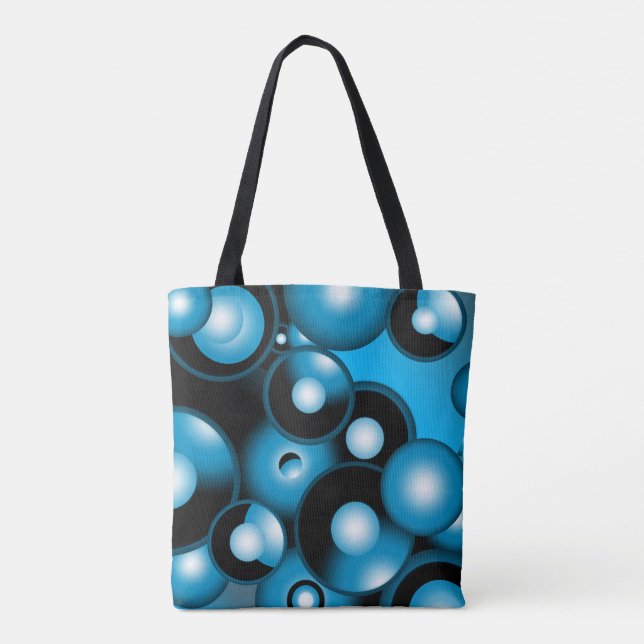 Tote Bag Blues Cercle Concentré Orbital Art Abstrait (Dos)