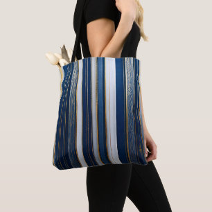 Tote Bag Blues de Noël Grandes Bleu Blanc Or