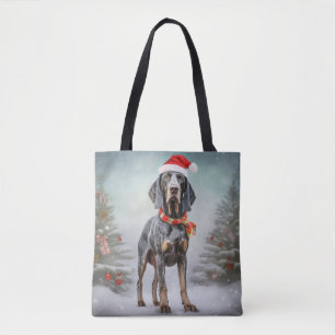 Tote Bag Bluetick Coonhound Dog en Noël de neige