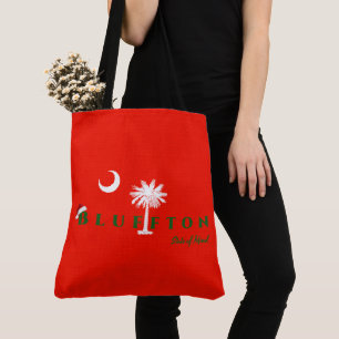 Tote Bag Bluffton État d'esprit Noël Vacances Rouge Vert