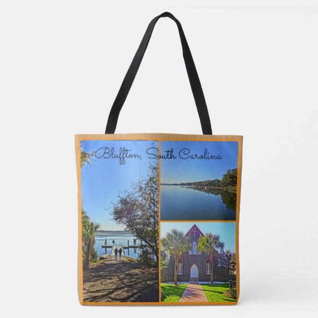 Tote Bag Bluffton South Carolina Lowcountry Collage (Devant)