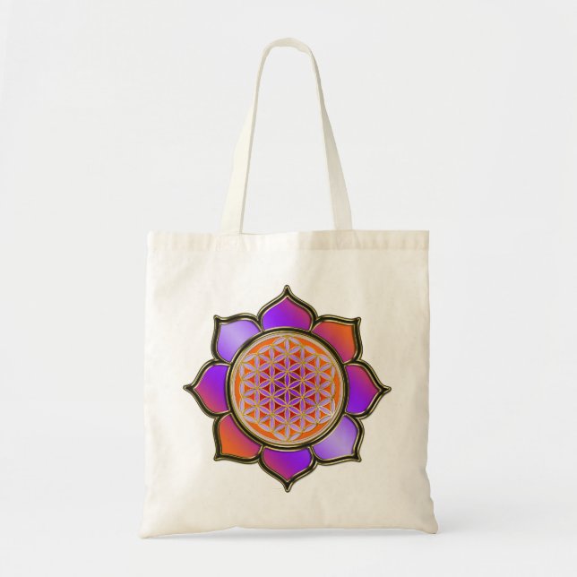 Tote Bag Blume des Lebens Lotus - violet orange (Devant)