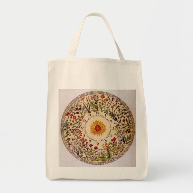 Tote Bag Blumenuhr Flower Clock Grocerne Fourre-tout (Devant)