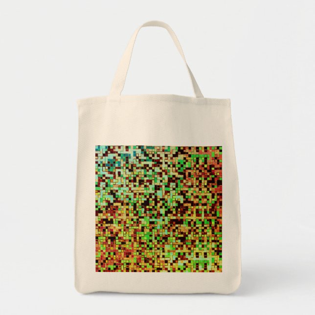 Tote Bag Blurred green and small squares or tiles (Devant)