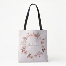 Blush Bohème Fleur Pampas Monogramme Nom