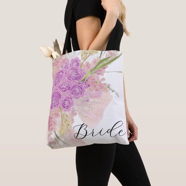 Tote Bag Blush La Boca Rosa Bouquet à ruban bow transparent (De près)