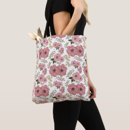 Tote Bag Blush Meadow Blooms AOP Floral Weekender