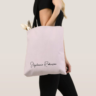 Tote Bag Blush Nom Monogramme Personnalisé Écriture Élégant