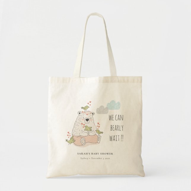 Tote Bag Blush Nous Pouvons Attendre L'Ours Baby shower (Devant)