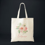 Tote Bag Blush Pink Floral Bouquet Bridesmaid<br><div class="desc">Elegant blush pink watercolor floral bouquet tote bag,  personalized with name. Bouquet features,  elegant blush pink flowers and delicate green foliage. Perfect gift for bridesmaids,  maid of honor,  flower girl etc..</div>