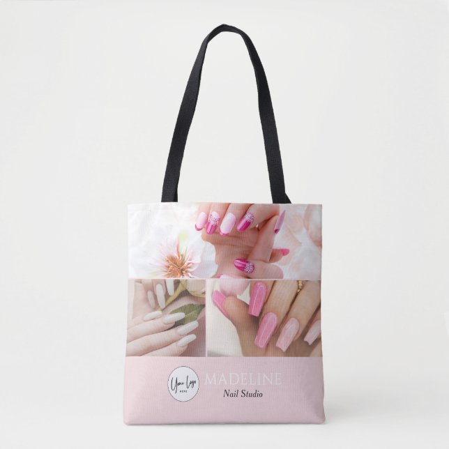 Tote Bag Blush Pink Nail Artist 3 Photo Logo (Devant)