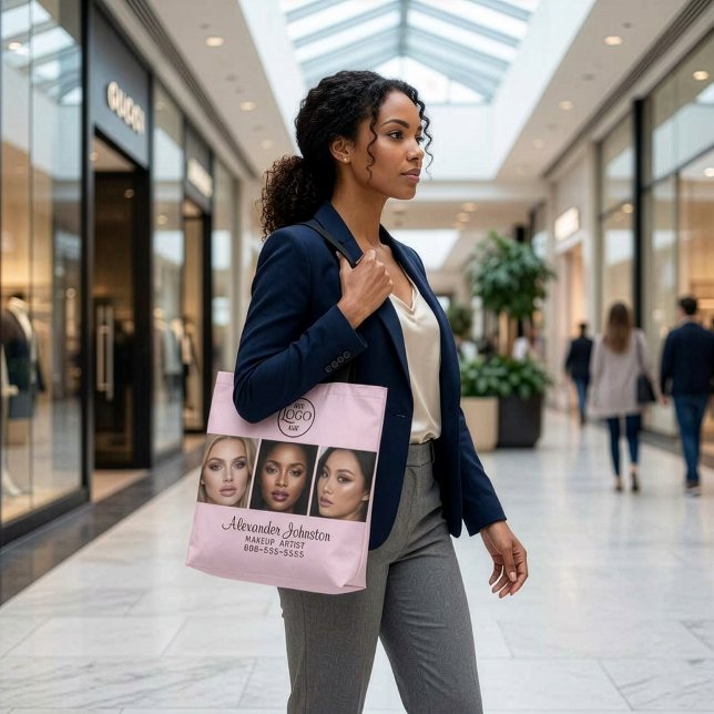 Tote Bag Blush Pink Script Logo Photo Makeup Studio (Blush Pink Script Logo Photo Makup Studio Tote Bag)