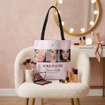 Tote Bag Blush Pink Script Logo Photo Makeup Studio<br><div class="desc">Makeup Studio Swag Bag - Blush Pink Black Script Font Your Logo Here 3 Photo Makeup Business Customer loyalty bag with name and social media handle.</div>