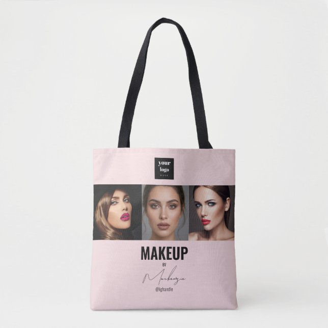 Tote Bag Blush Pink Script Logo Photo Makeup Studio Window  (Devant)