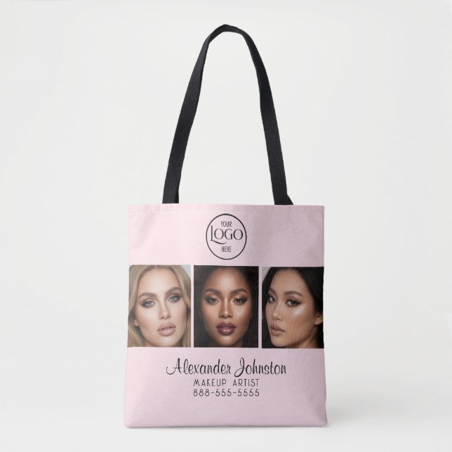 Tote Bag Blush Pink Script Logo Photo Makeup Studio Window (Devant)
