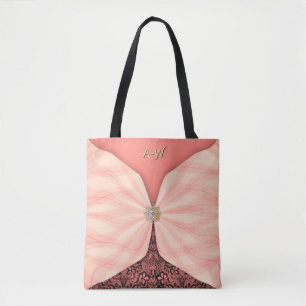 Tote Bag Blush rose avec monogramme et illusion de textile 