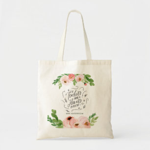 Tote Bag Blush rose floral merci enseignant cadeau