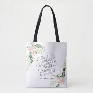 Tote Bag Blush rose floral merci enseignant cadeau
