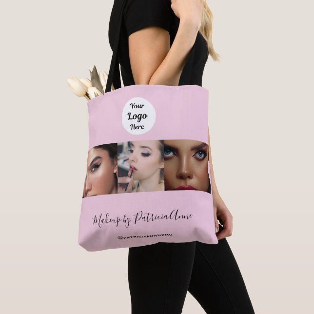 Tote Bag Blush Rose Logo Script Photo Studio de Maquillage  (De près)