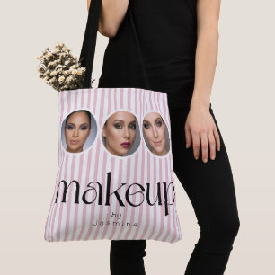 Tote Bag Blush Rose Rayure 3 Photo MUA Maquilleuse