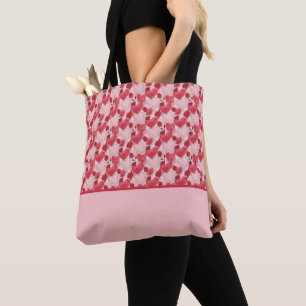 Tote Bag Blush Rose Rouge Cramoisi Cœurs Roses Bloc de Coul