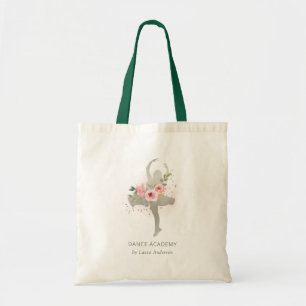 Tote Bag Blush Silver Floral Girl Dance Academy Logo