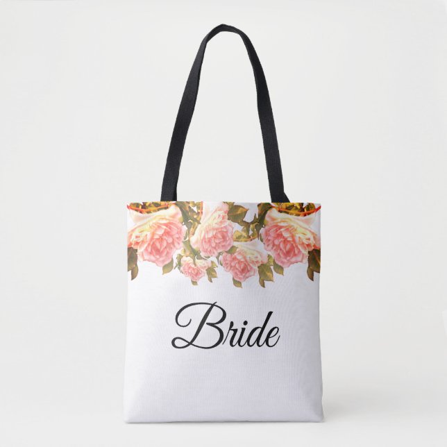 Tote Bag Blushing Ivory Peach Rose (Devant)