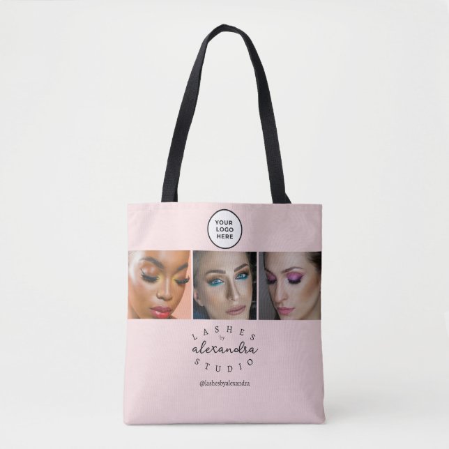 Tote Bag BlushPink Script 3 Photo Cils (Devant)