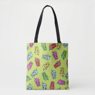 Tote Bag Boba Bubble Tea Motif