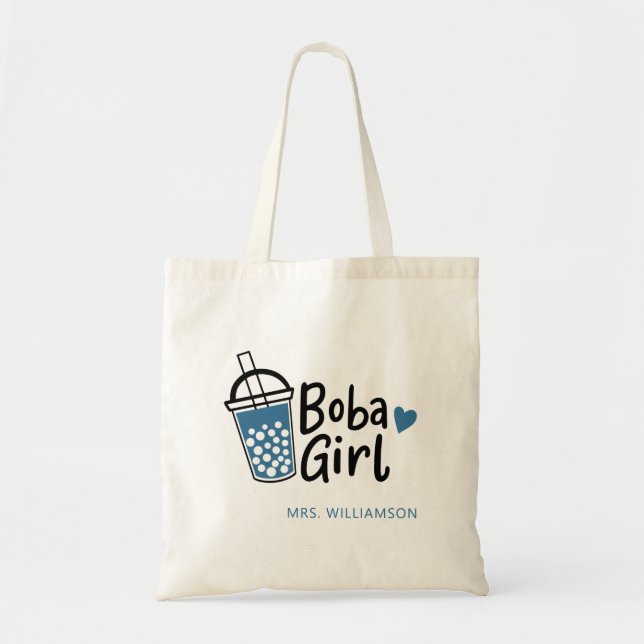 Tote Bag Boba Girl Bubble Tea Lover Personnalisé (Devant)
