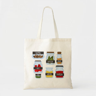 Tote Bag Bocaux de épices colorés style de cuisson