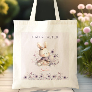 Tote Bag Boeuf mou pourpre Nom Floral Chasse aux oeufs Pâqu