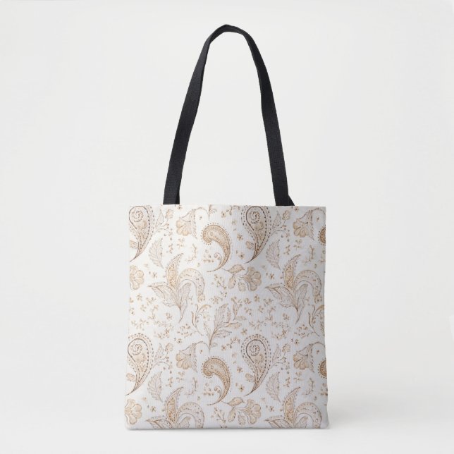 Tote Bag Bohemiam Boho Crème Blanc Noël (Devant)
