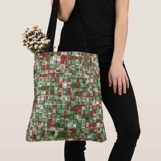 Tote Bag Bohemian Funky Checkerboard Motif Cros (De près)