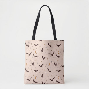 Tote Bag Boho Bats et étoiles Motif d'Halloween
