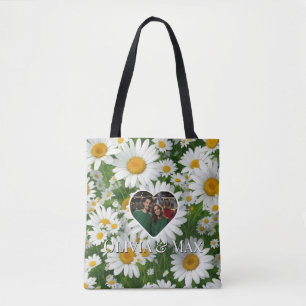 Tote Bag Boho blanc marguerites modèle photo